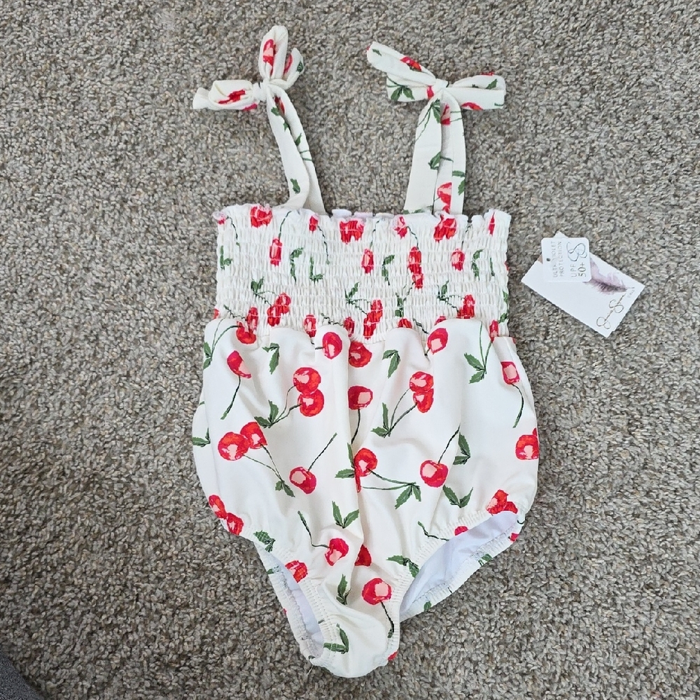 Jessica Simpson Kids Swim One Piece - Red Cherry Print